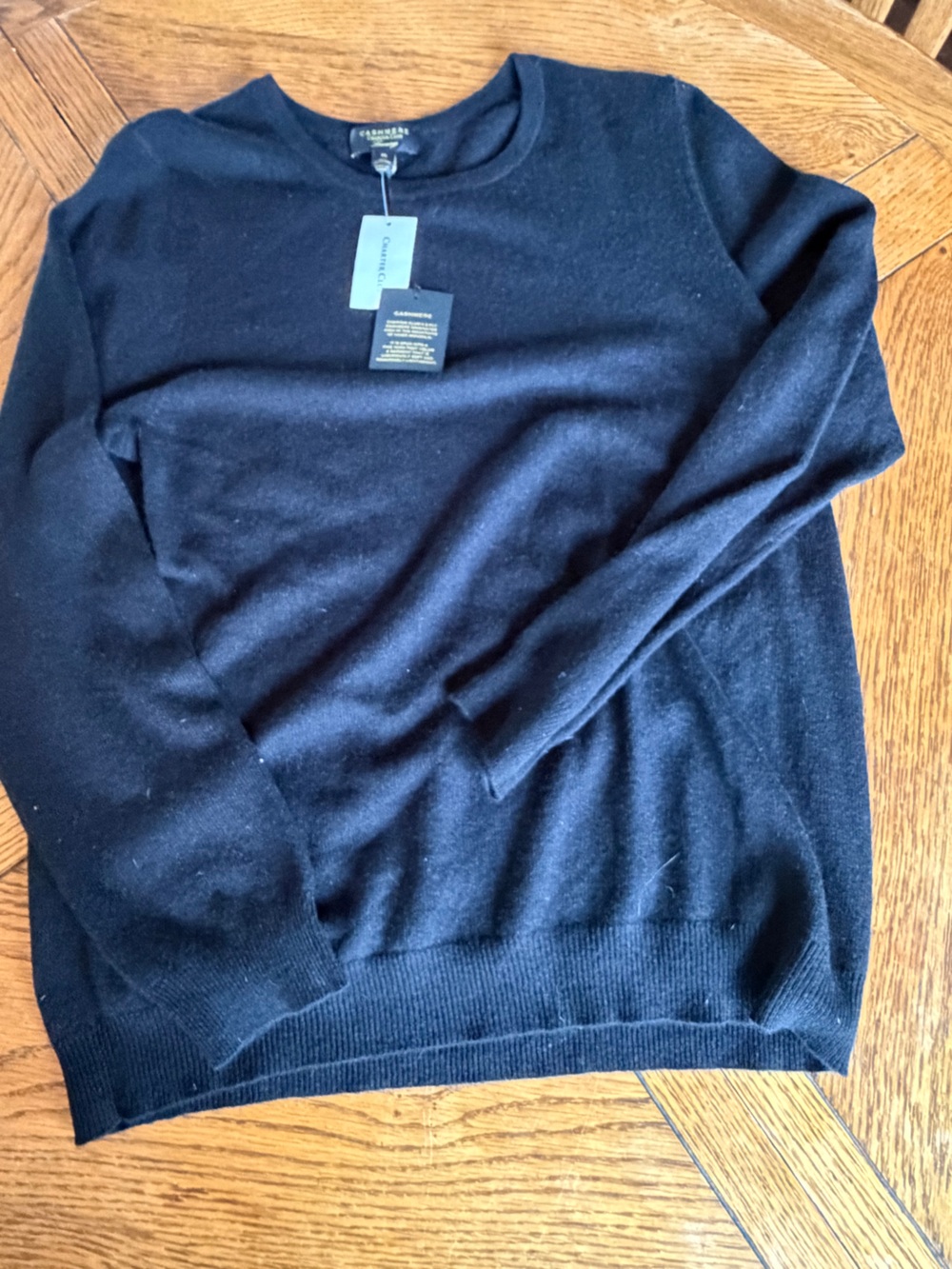 Charter Club Black Crewneck Cashmere Sweater
